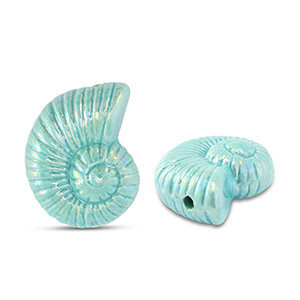 Perline di ceramica greca DQ conchiglia turchese blu