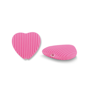 Perline in acrilico cuore rosa magenta