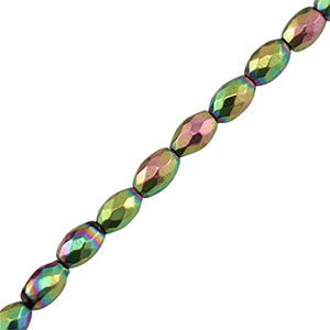 Perline di ematite ovale sfaccettata 5mm verde-rosa-rivestimento AB