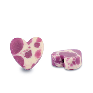 Perline in pietra naturale cuore viola-bianco-marrone