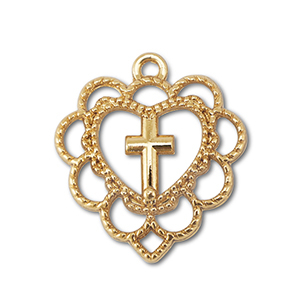 Ciondoli di metallo cuore con croze oro