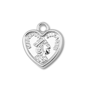 Ciondoli di metallo cuore con la Regina Elisabetta argento