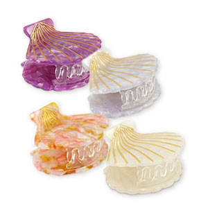 Accessori per capelli fermagli per capelli mix di conchiglie bicolore oro-viola