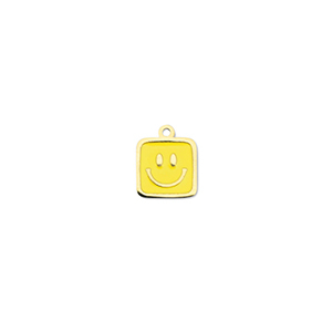 Ciondoli in acciaio inossidabile quadrato con smiley oro-giallo