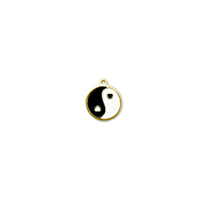 Ciondoli in acciaio inossidabile tonda Yin & Yang oro-nero-bianco