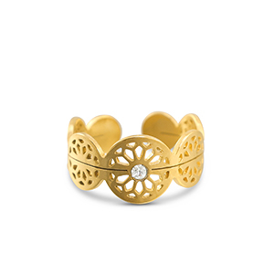 Anelli in acciaio inossidabile fiore oro