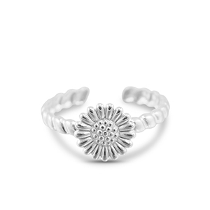 Anelli in acciaio inossidabile fiore argento