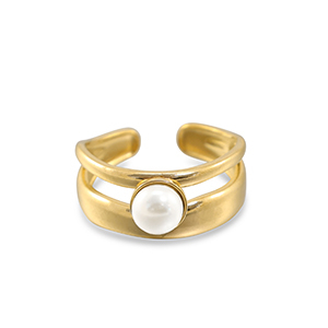Anelli in acciaio inossidabile perla oro-bianco
