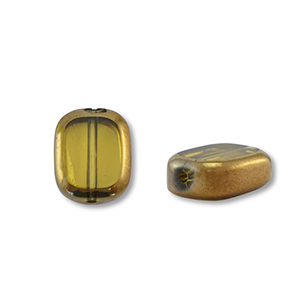 Perline di vetro rettangolo giallo trasparente-oro