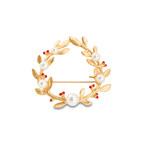 Broches ghirlanda con perle oro-bianco-rosso