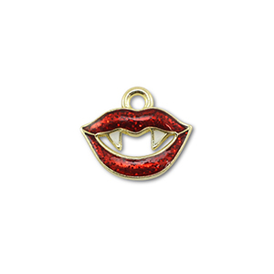 Ciondoli di metallo zanne di vampiro oro-rosso