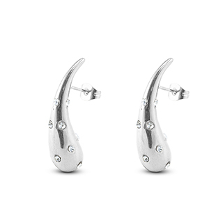Orecchini in acciaio inossidabil goccia con strass argento