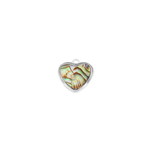 Pendenti in resina con imitazione di conchiglia cuore argento-verde oceano