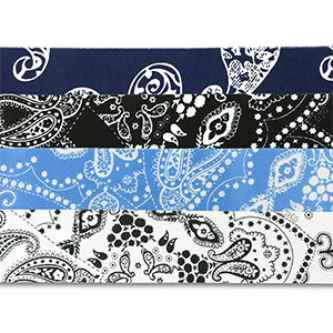 Set di 4 bandane blu scuro-nero-blu chiaro-bianco