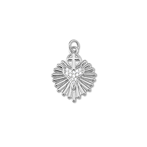 Metallo TQ in ottone ciondolo cuore con croce argento