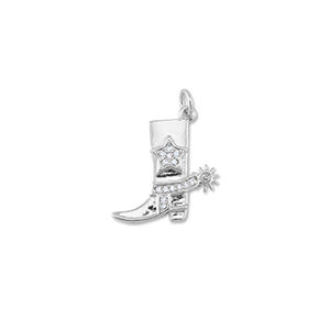Metallo TQ in ottone ciondolo stivale da cowboy con sperone argento