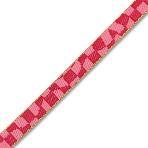 Nastro con testo con motivo a blocchi rosa-rosso-oro