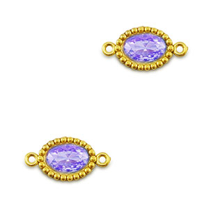 Distanziatore in acciaio inossidabile zircone ovale oro-viola