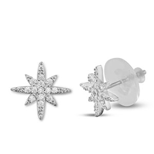 Metallo TQ in ottone orecchini zirconia stella argento