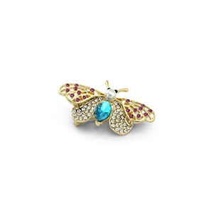 Broches farfalla con perla oro-blu-rosa