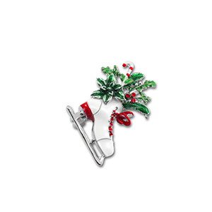 Broches pattini con motivi natalizi argento-bianco-verde