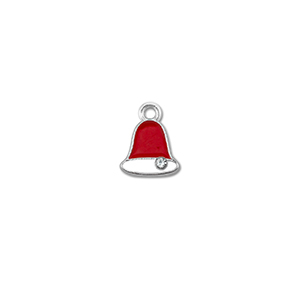 Ciondoli di metallo zirconi campanelle di natale argento-rosso-bianco