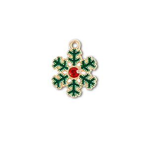 Ciondoli di metallo zirconi fiocco di neve oro-verde-rosso