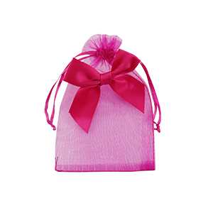 Sacchetti in organza con fiocco rosa fucsia
