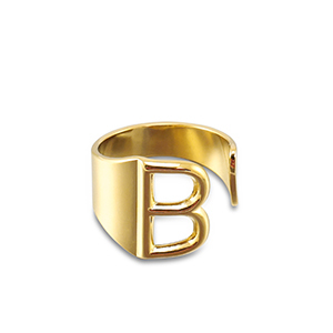 Anelli in acciaio inossidabile lettera B oro