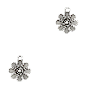 Ciondoli di metallo DQ fiore argento antico (privo di nichel)