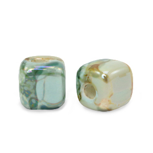 Perline di ceramica greca DQ cubo 7mm turchese