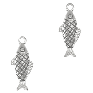 Ciondoli di metallo DQ pesce argento antico (privo di nichel)