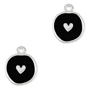 Ciondoli di metallo DQ cuore argento antico-nero (privo di nichel)