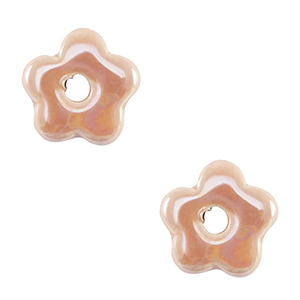 Perline di ceramica greca DQ fiore rosa pallido