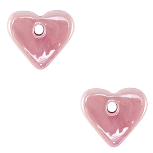 Perline di ceramica greca DQ cuore rosa