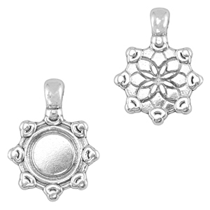 Ciondoli di metallo DQ mandala argento antico (privo di nichel)
