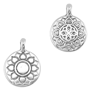 Ciondoli di metallo DQ fiore argento antico (privo di nichel)