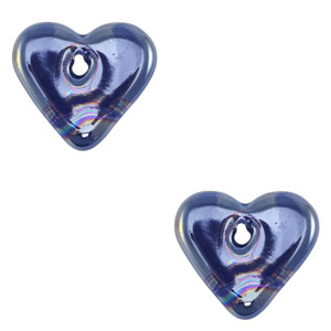 Perline di ceramica greca DQ cuore blu scuro