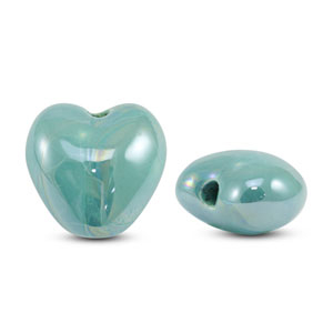 Perline di ceramica greca DQ cuore turchese