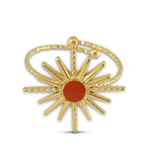 Anelli in acciaio inossidabile smalto stella oro-arancione