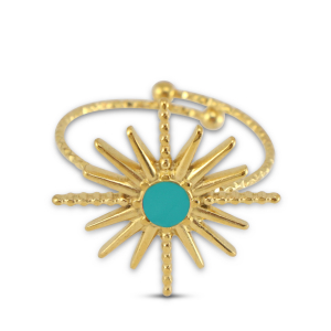 Anelli in acciaio inossidabile smalto stella oro-turchese blu
