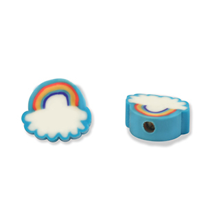 Perline di polimero arcobaleno blu-bianco