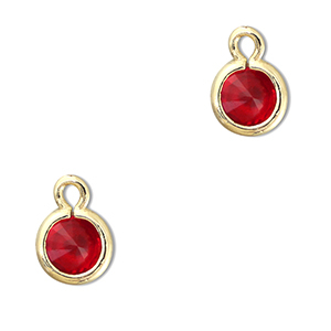 Pendenti di vetro Crystal Glass tonda rosso-oro