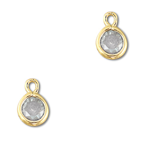 Pendenti di vetro Crystal Glass tonda grigio chiaro-oro