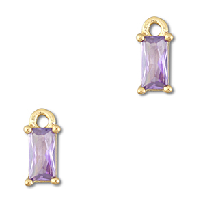 Pendenti di vetro Crystal Glass rettangolo lilla chiaro-oro