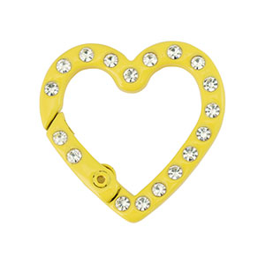 Componenti colorati anello bris&eacute; portachiavi cuore giallo