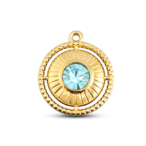 BY31&reg; Ciondoli in acciaio inossidabile tonda con anello oro-acqua