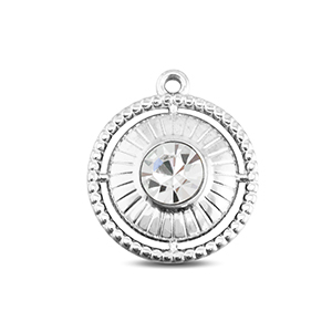 BY31&reg; Ciondoli in acciaio inossidabile tonda con anello argento-cristallo