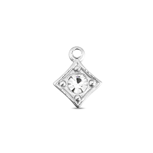BY31&reg; Ciondoli in acciaio inossidabile rombo argento-cristallo