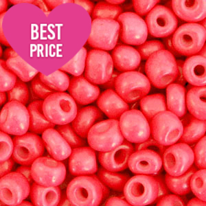 Perline di vetro rocailles 6/0 (4 mm) rosso corallo neon